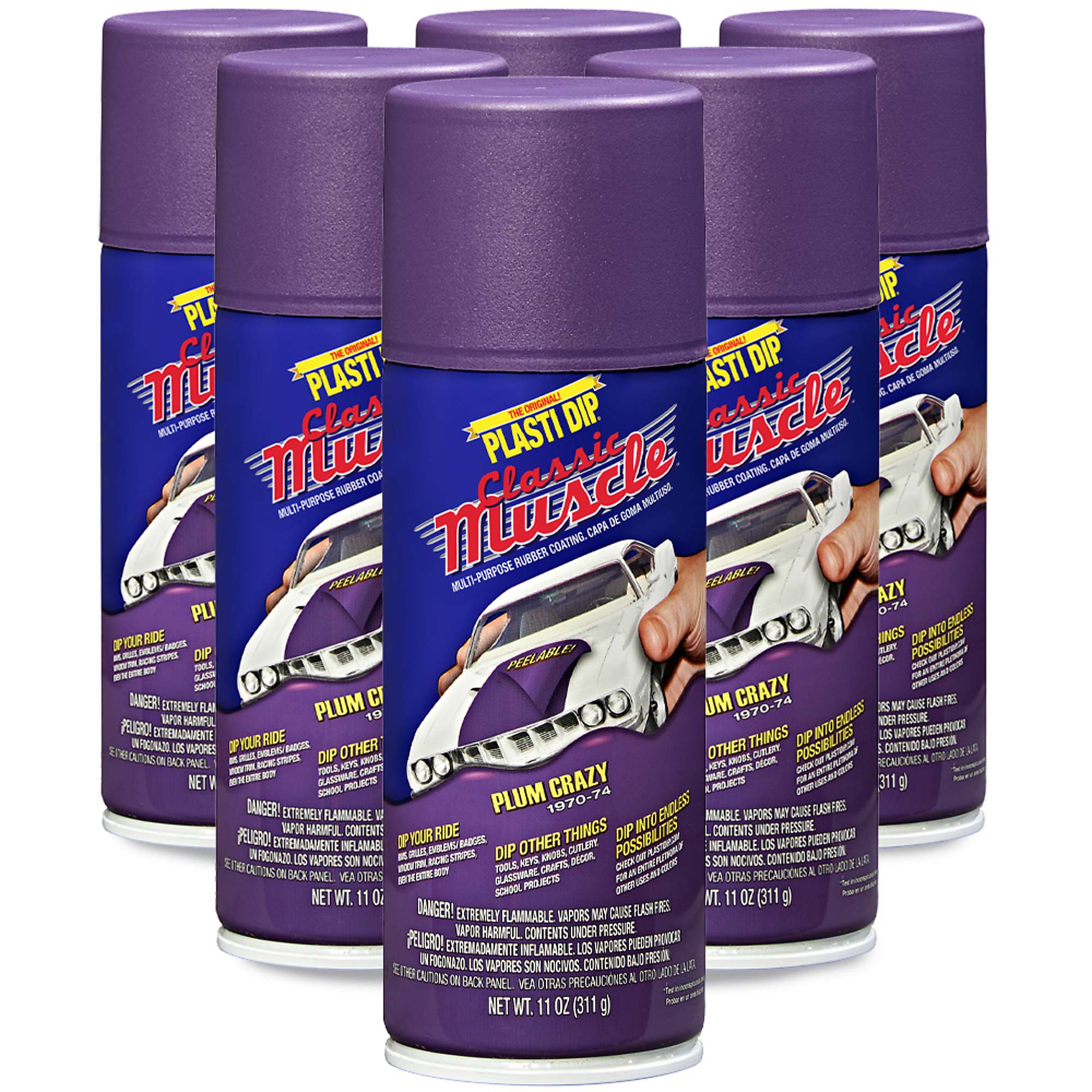 Plasti Dip Spray — 11 Oz., Plum Crazy, Flexible Rubber Coating, 6 Pk, Model# 11309-6